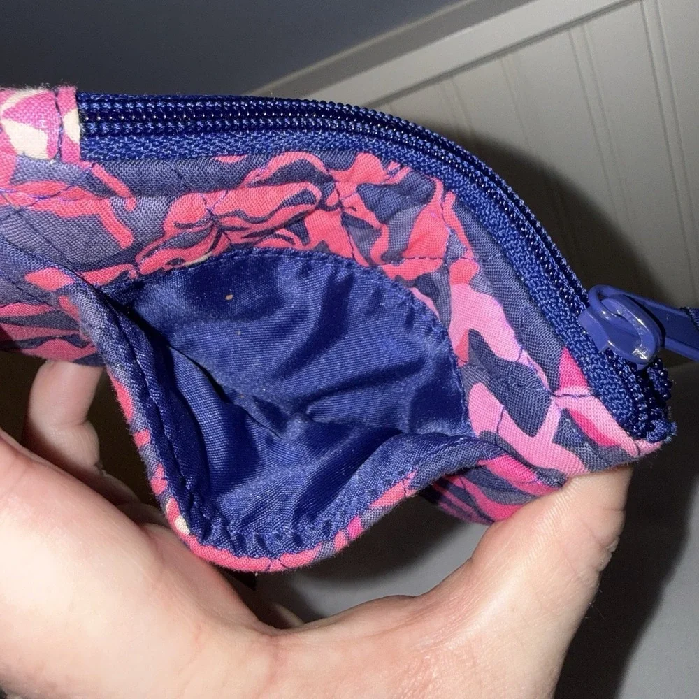 Vera Bradley Quilted Zippered Coin Purse Wallet Pouch Katalina Purple Pink